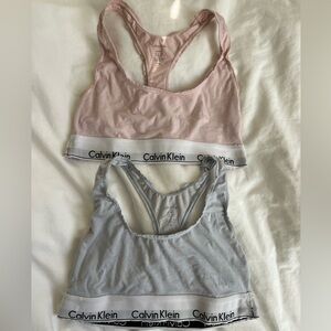 Calvin Klein unlined cotton bralette bundle - light pink and light blue